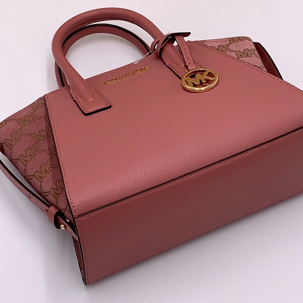 MICHAEL KORS AVRIL SMALL TOP ZIP SATCHEL CROSSBODY BAG ROSE COLOR - Picture 14 of 15